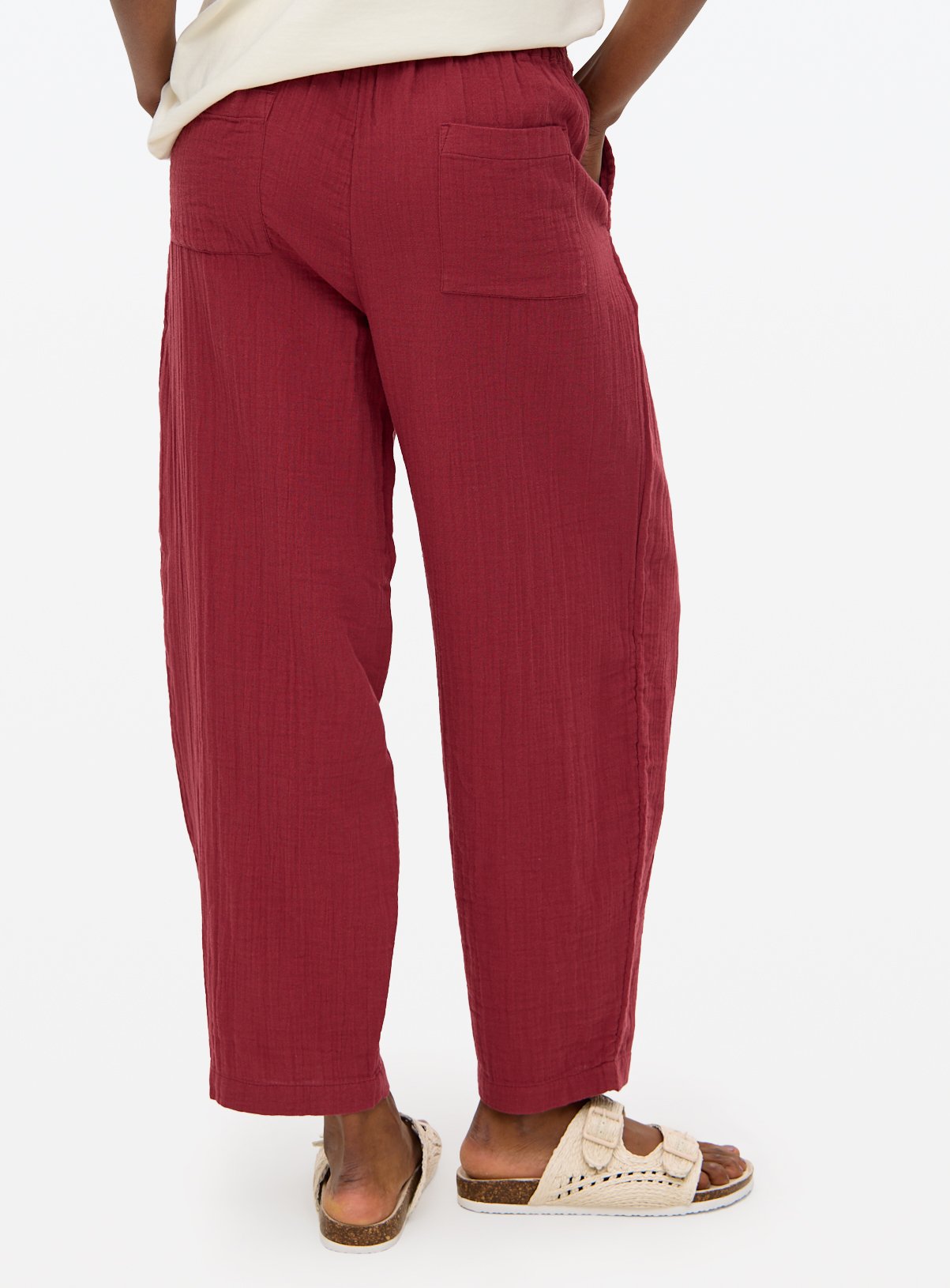 Dark Red Double Cloth Barrel Leg Trousers 12 - Image 4 thumbnail